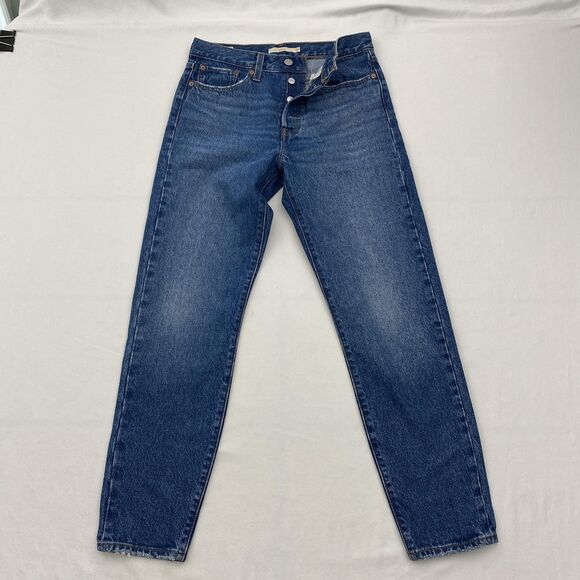 Levis Wedgie Jeans Womens 27 Blue High Rise Button Fly Denim Skinny Straight - Picture 1 of 16